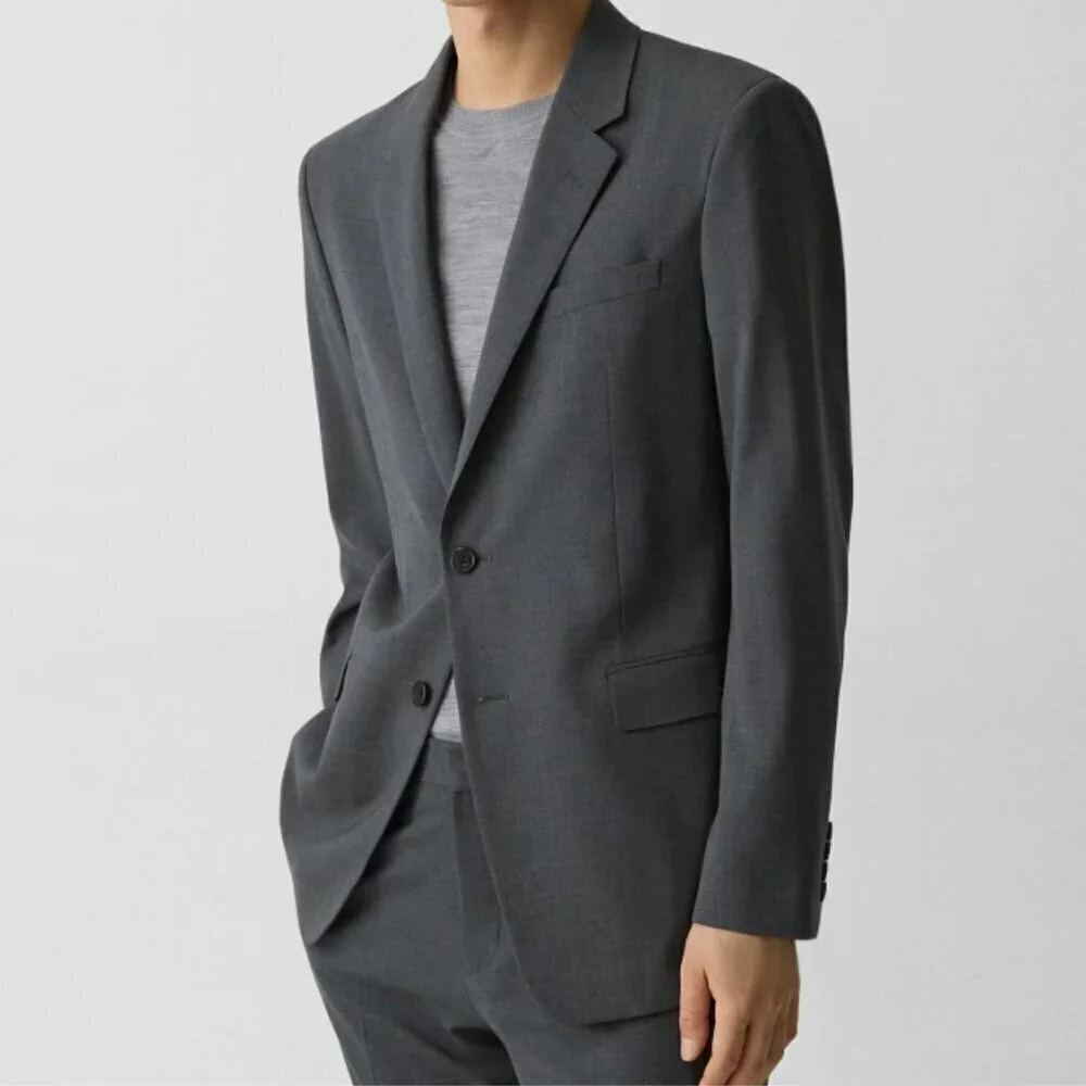 Theory Men's Chambers Blazer Suit Coat in Stretch Wool Medium Charcoal Size 46R